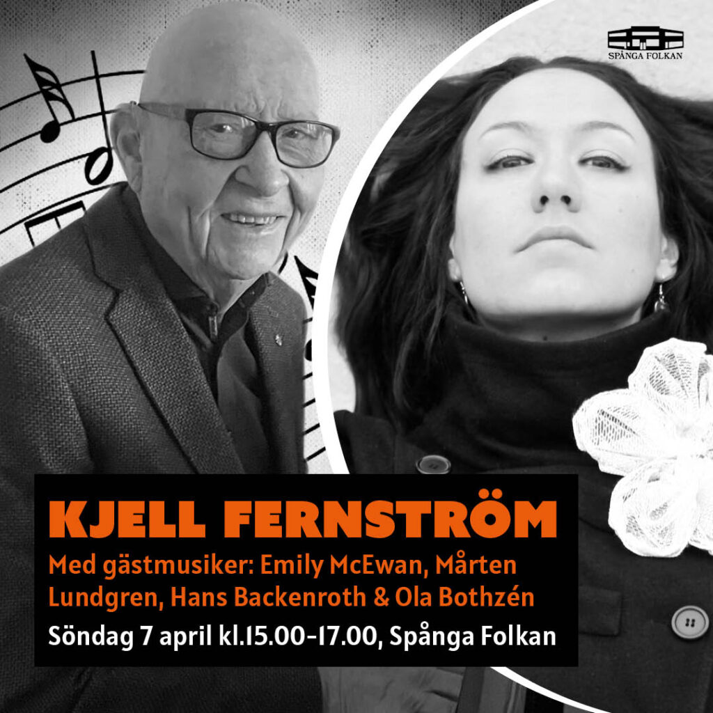 Affisch på Kjell Fernström och Emily McEwan i svartvit
